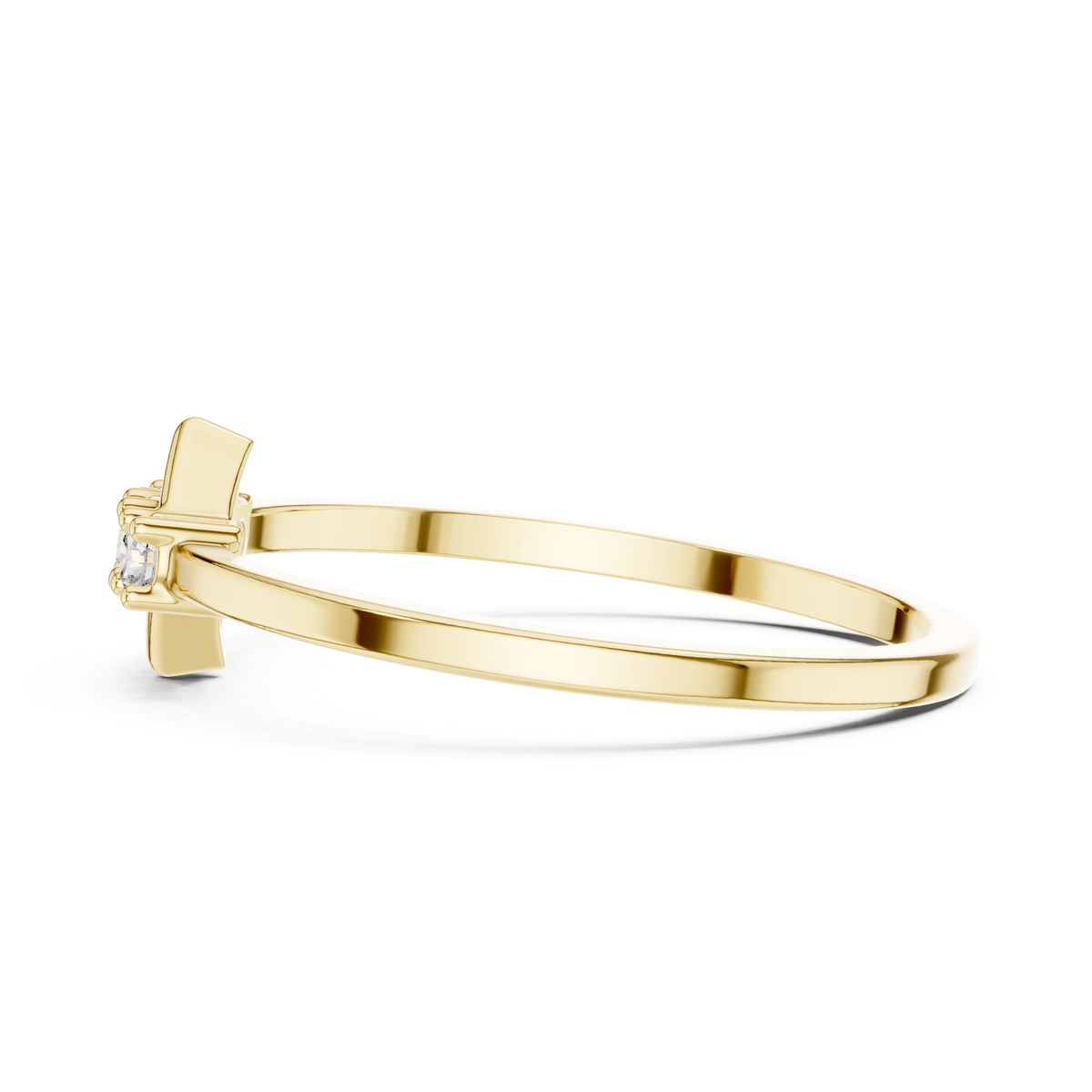 Geometric Diamond Charm Ring
