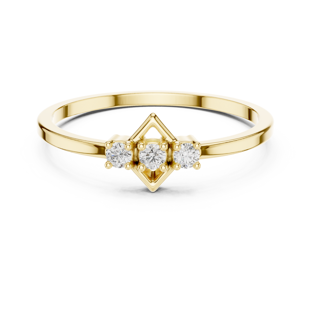 Geometric Diamond Charm Ring