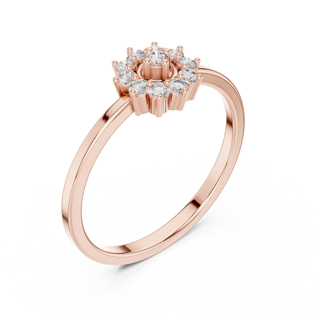 Radiant Floral Halo Ring