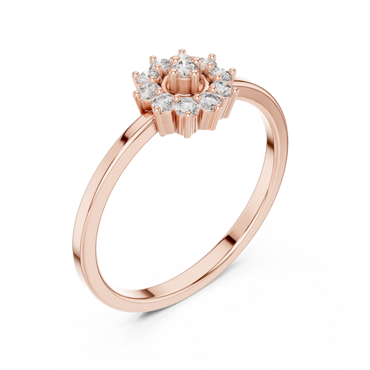 Radiant Floral Halo Ring