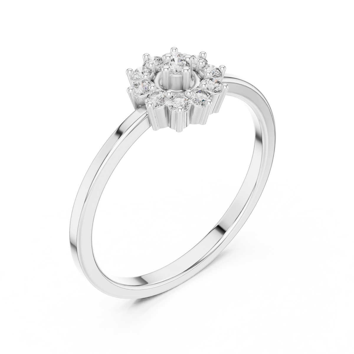 Radiant Floral Halo Ring