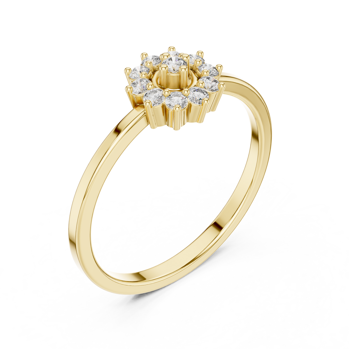 Radiant Floral Halo Ring