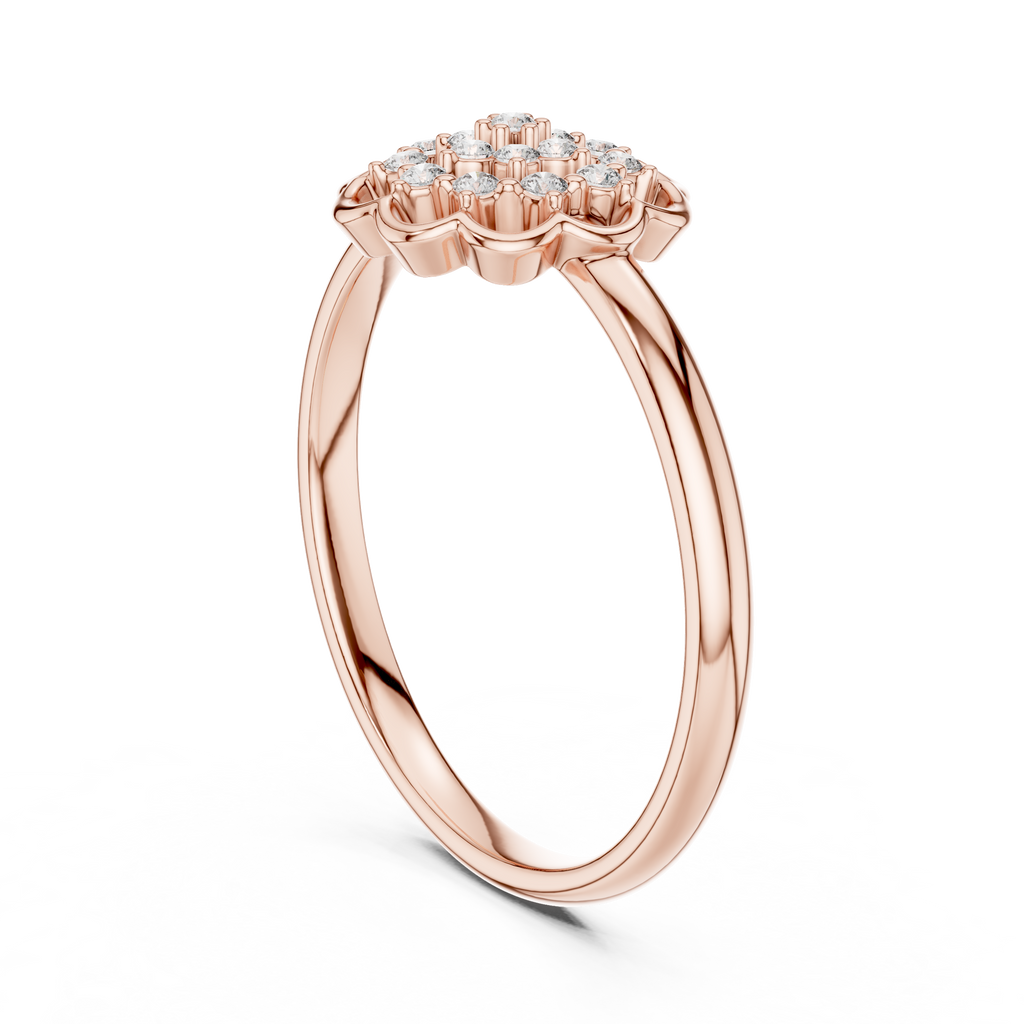 Golden Floral Cluster Diamond Ring