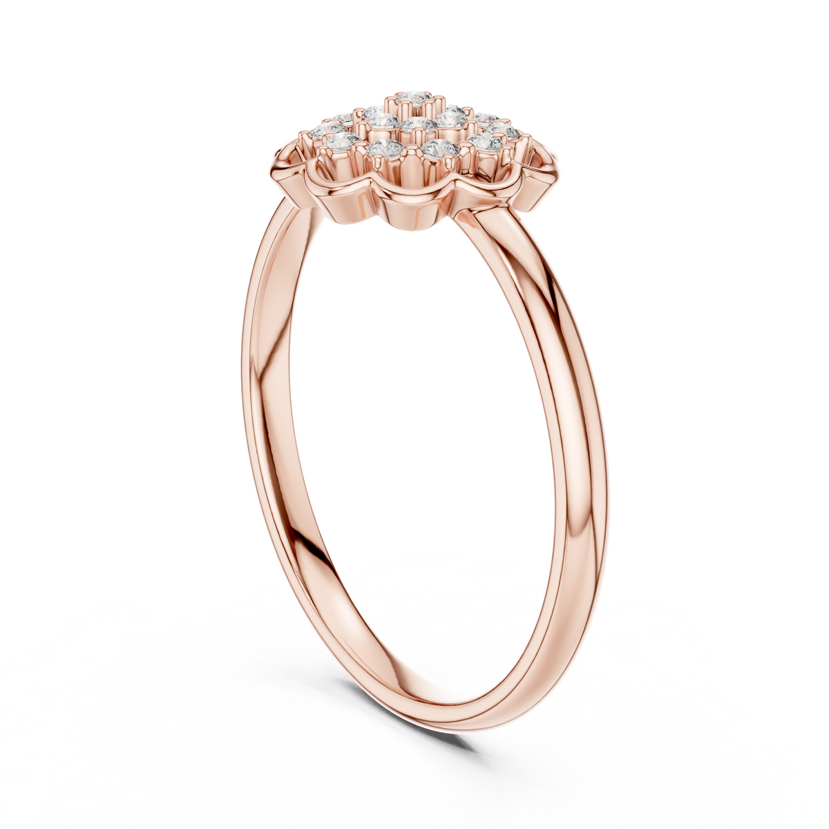 Golden Floral Cluster Diamond Ring