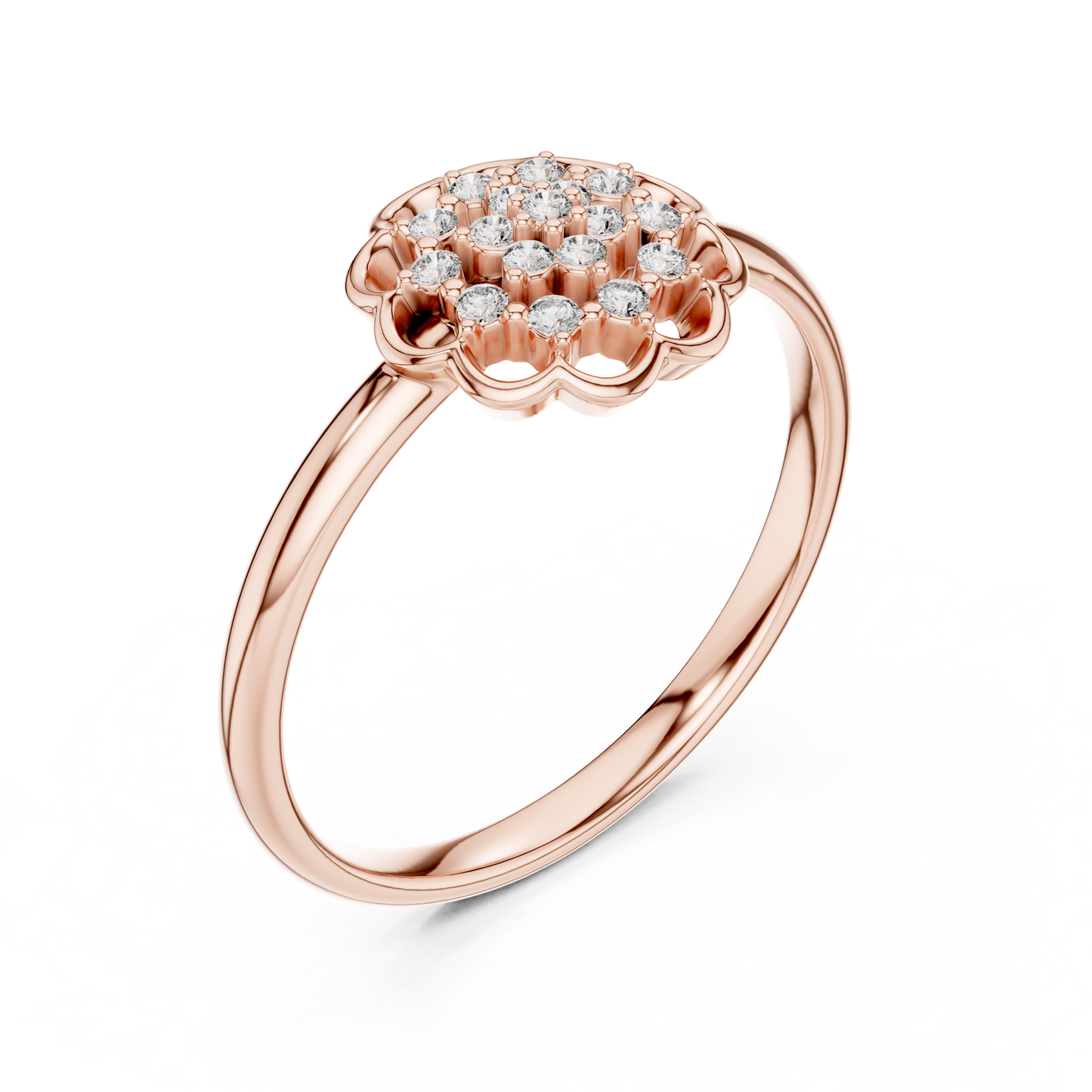 Golden Floral Cluster Diamond Ring