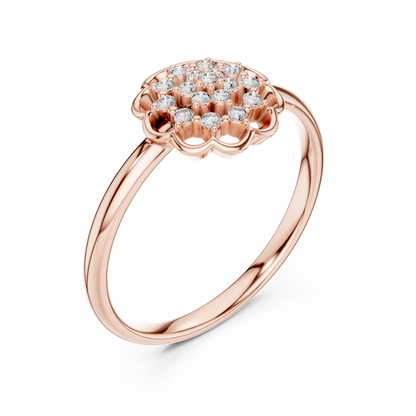 Golden Floral Cluster Diamond Ring