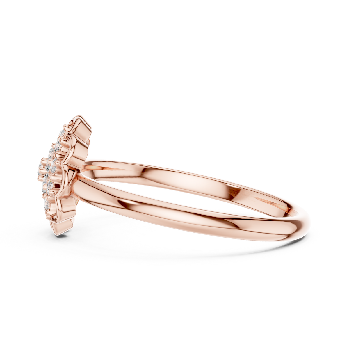 Golden Floral Cluster Diamond Ring