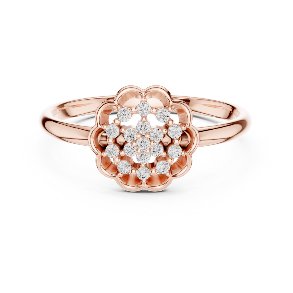 Golden Floral Cluster Diamond Ring