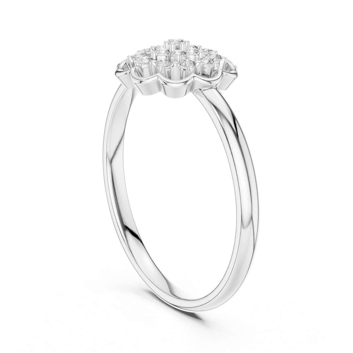 Golden Floral Cluster Diamond Ring