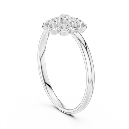 Golden Floral Cluster Diamond Ring