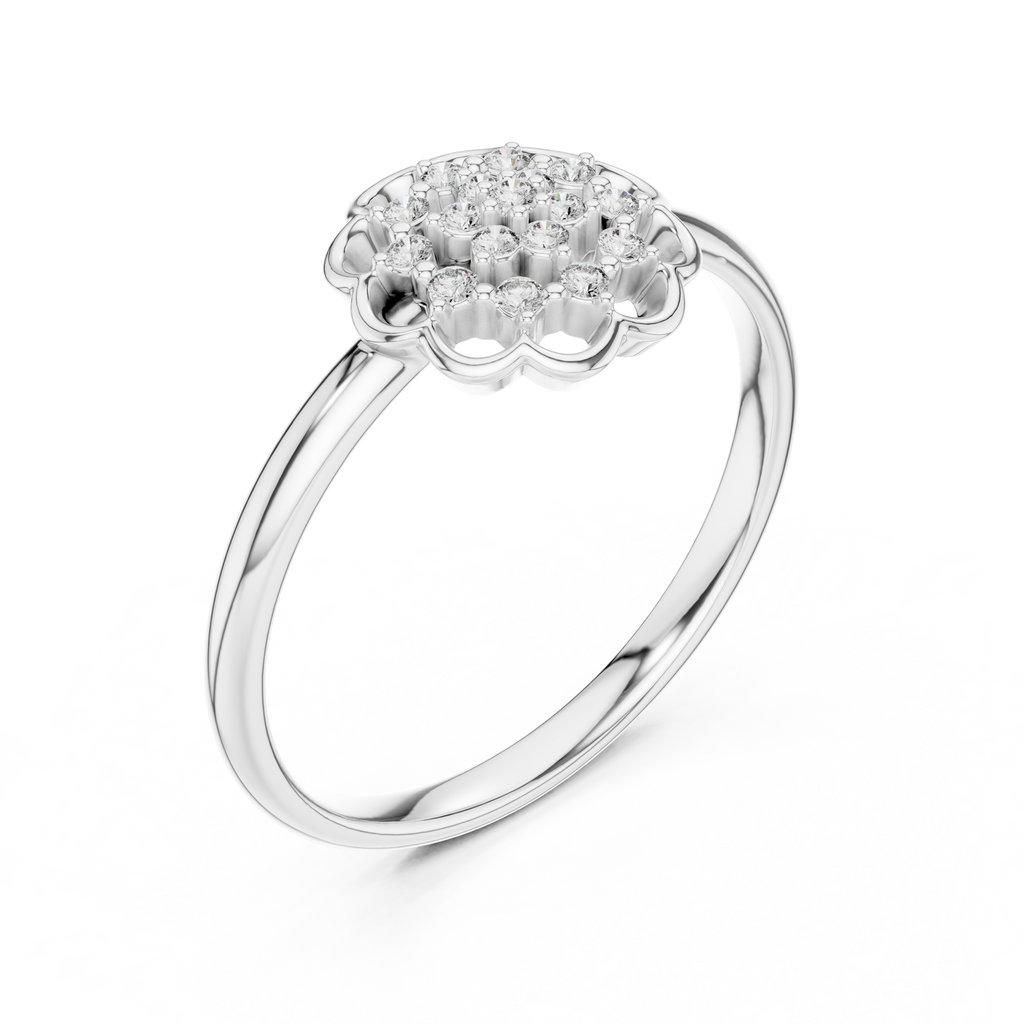Golden Floral Cluster Diamond Ring