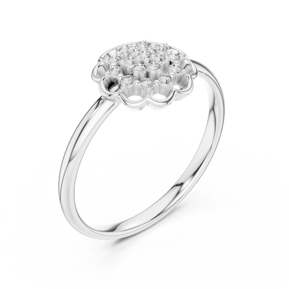 Golden Floral Cluster Diamond Ring
