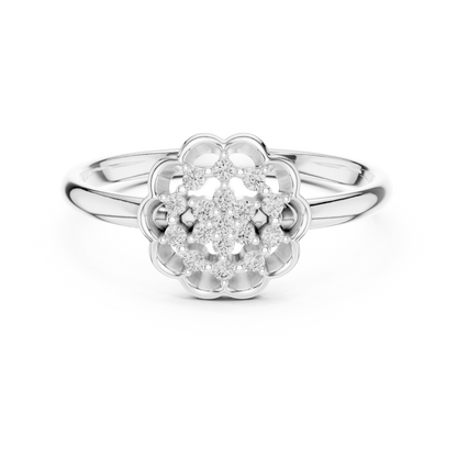 Golden Floral Cluster Diamond Ring