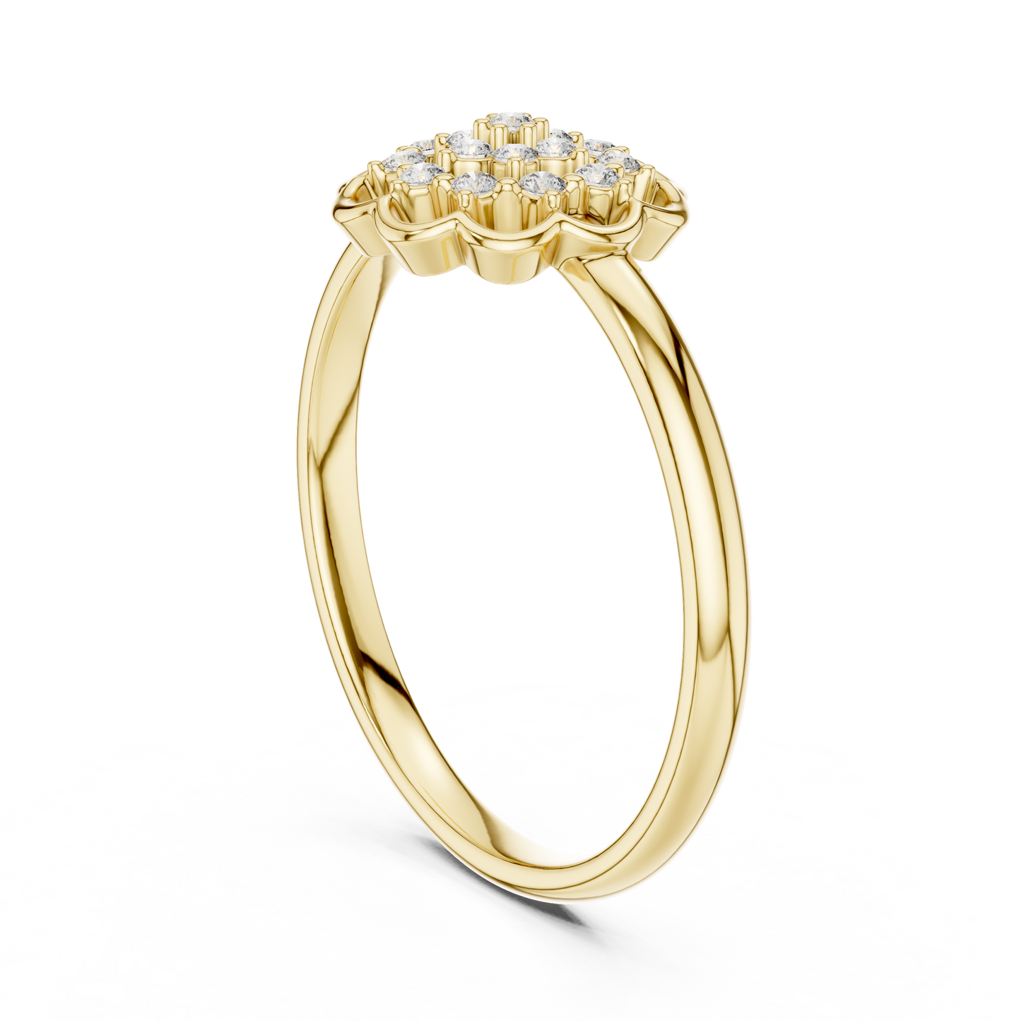 Golden Floral Cluster Diamond Ring