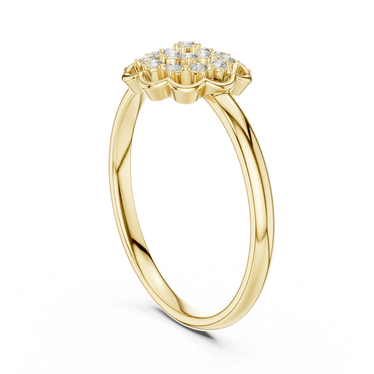 Golden Floral Cluster Diamond Ring