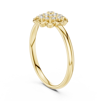 Golden Floral Cluster Diamond Ring
