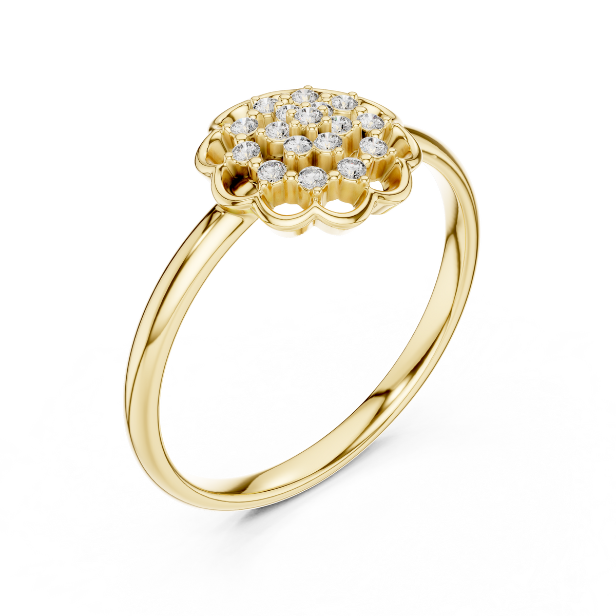 Golden Floral Cluster Diamond Ring