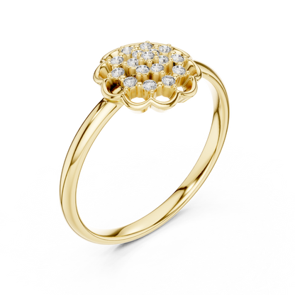 Golden Floral Cluster Diamond Ring