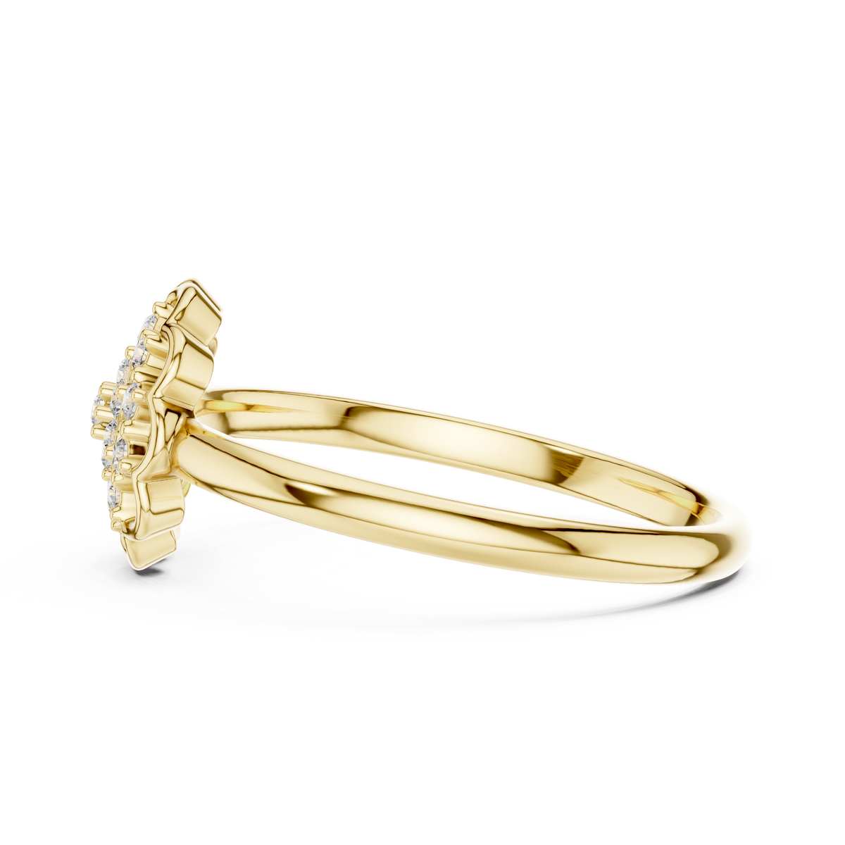 Golden Floral Cluster Diamond Ring