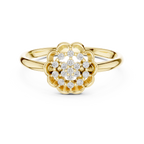 Golden Floral Cluster Diamond Ring