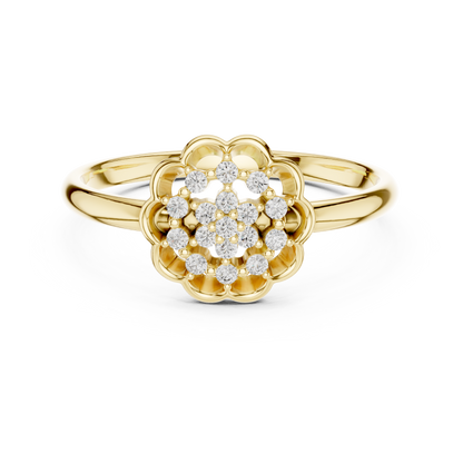 Golden Floral Cluster Diamond Ring