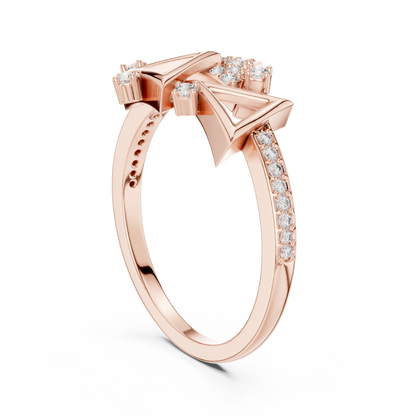 Designer Rose Gold Diamond Ring – Unique Geometric Triangle Fashion Ring.