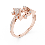 Designer Rose Gold Diamond Ring – Unique Geometric Triangle Fashion Ring.