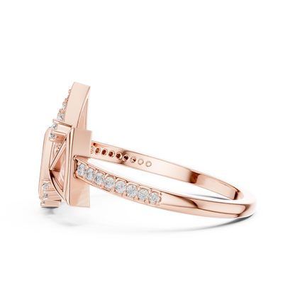 Designer Rose Gold Diamond Ring – Unique Geometric Triangle Fashion Ring.
