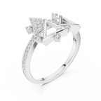 Designer Rose Gold Diamond Ring – Unique Geometric Triangle Fashion Ring.