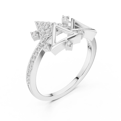 Designer Rose Gold Diamond Ring – Unique Geometric Triangle Fashion Ring.