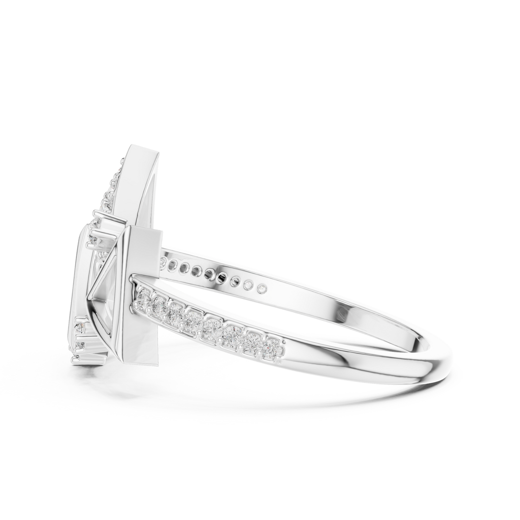 Designer Rose Gold Diamond Ring – Unique Geometric Triangle Fashion Ring.
