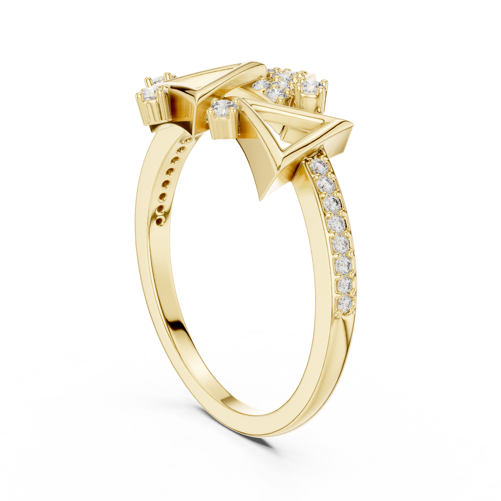 Designer Rose Gold Diamond Ring – Unique Geometric Triangle Fashion Ring.