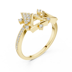 Designer Rose Gold Diamond Ring – Unique Geometric Triangle Fashion Ring.
