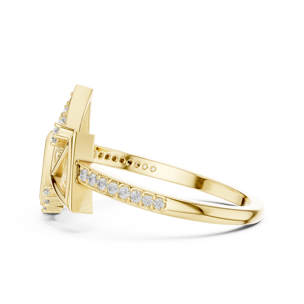 Designer Rose Gold Diamond Ring – Unique Geometric Triangle Fashion Ring.