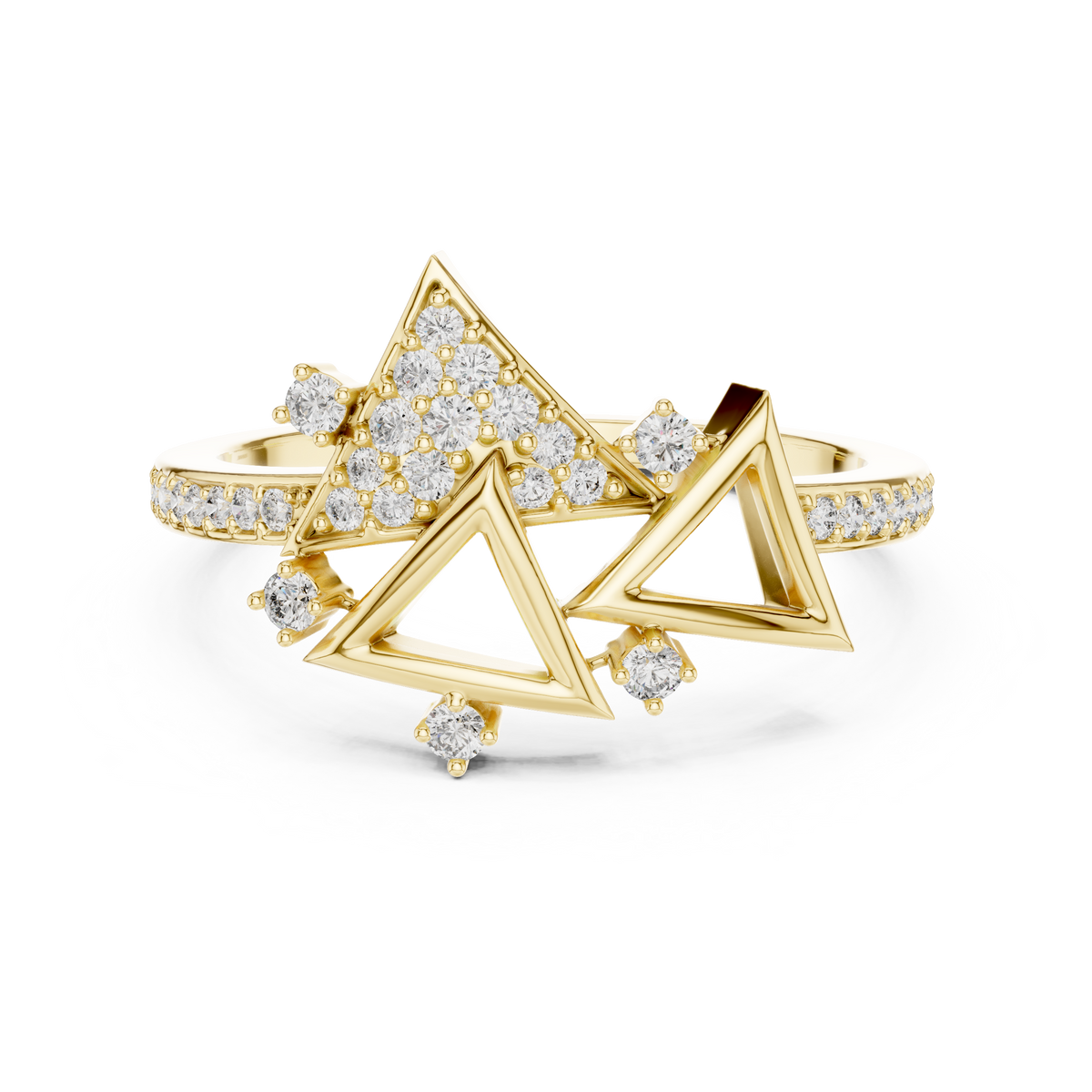 Geometric Triangle Diamond Ring in  – Modern Designer Diamond Ring for Women.