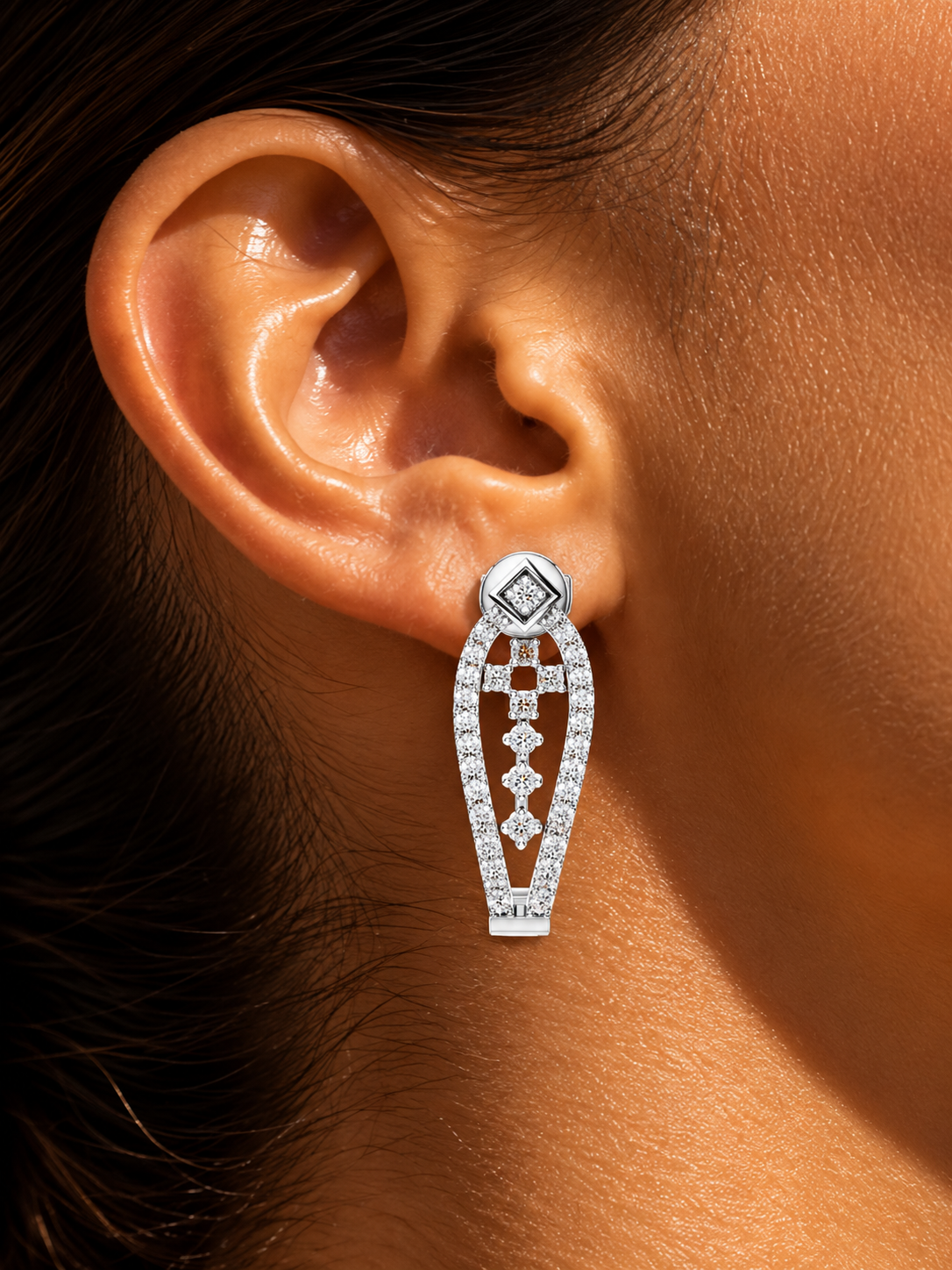 Seraphine Geometric Teardrop Lab Grown Diamond Drop Earrings