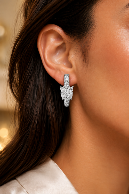Aurevia Cluster Lab Grown Diamond Hoop Earrings