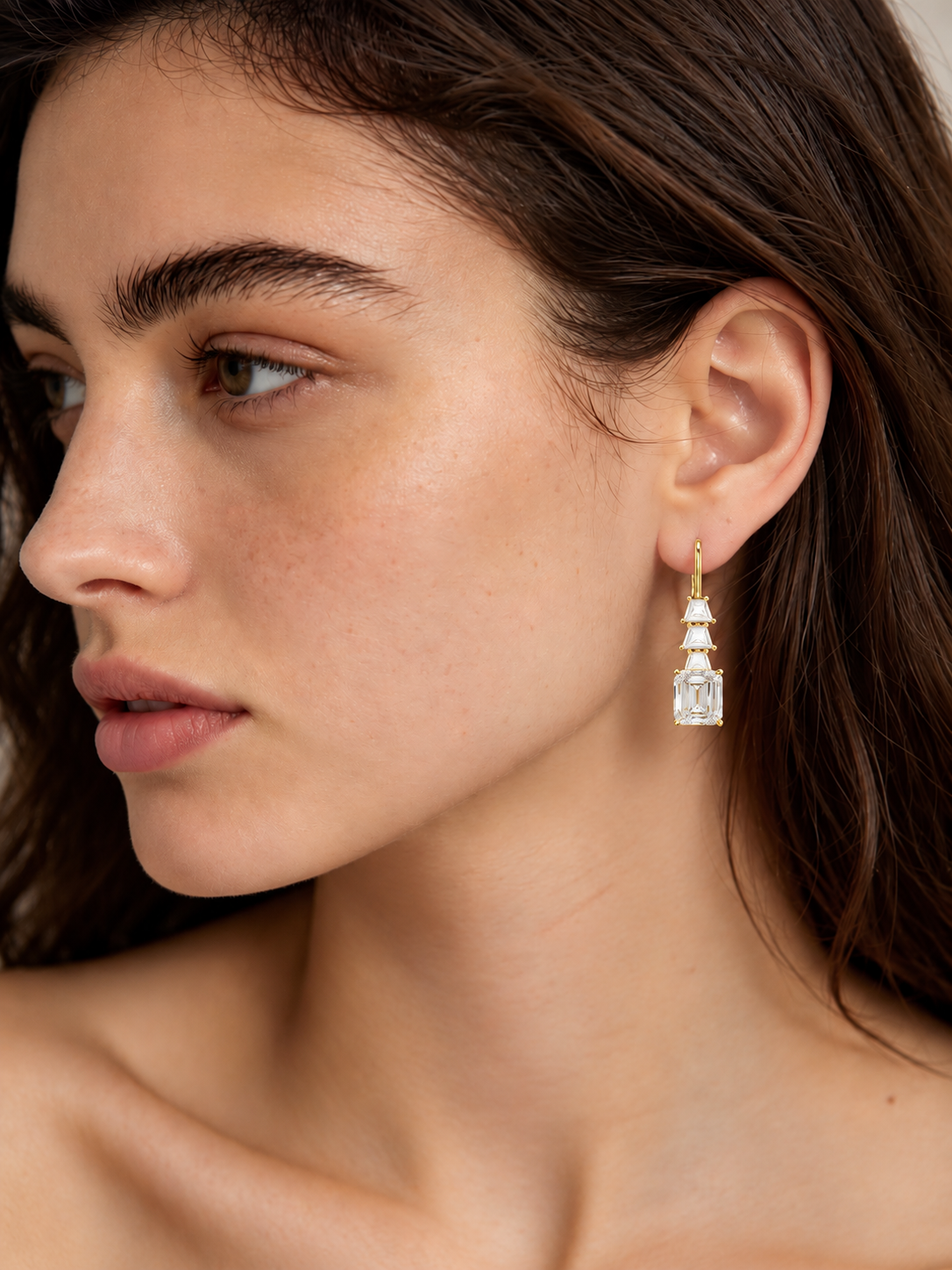 Calista Geometric Lab Grown Diamond Drop Earrings