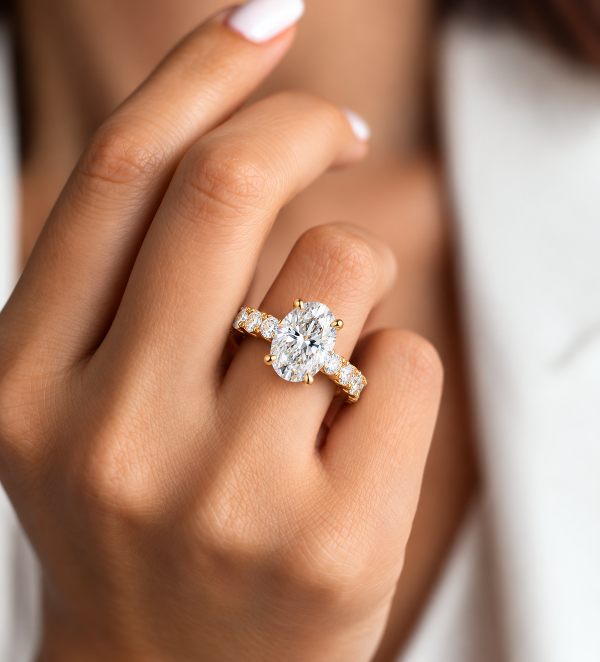 Avielle Pear-Cut Diamond Halo Lab Grown Gold Ring.