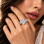 Oval Halo Lab Grown Diamond Floral Engagement Ring