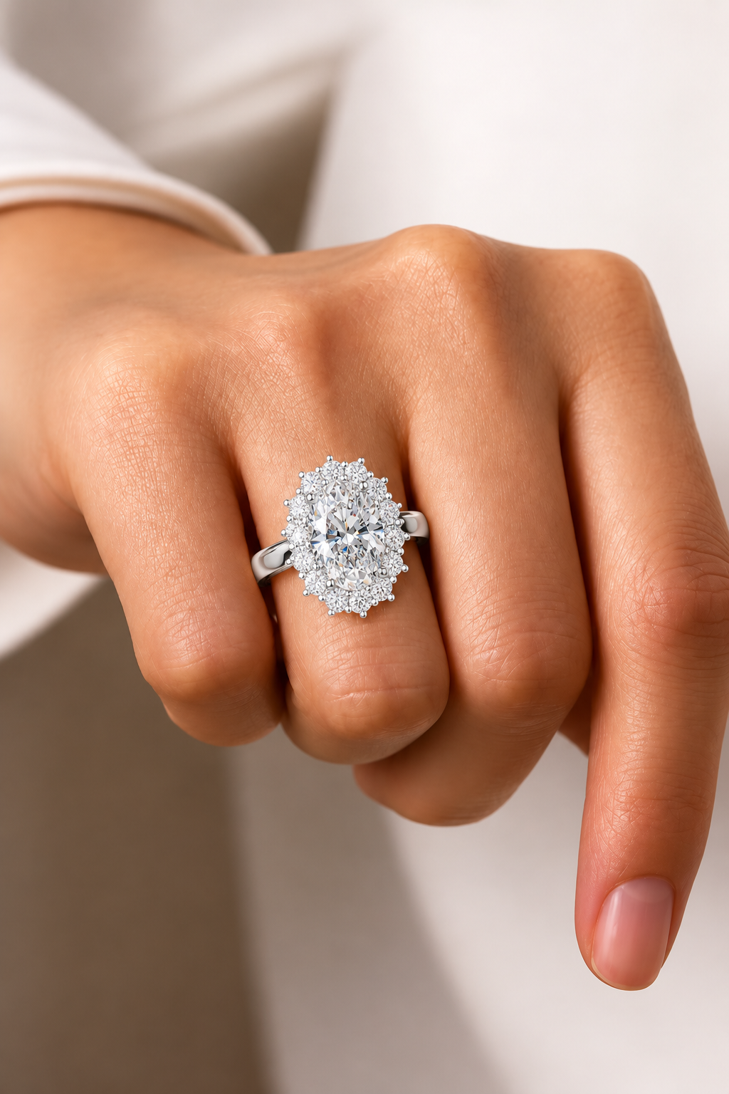 Seraphielle Oval Halo Lab Grown Diamond Engagement Ring
