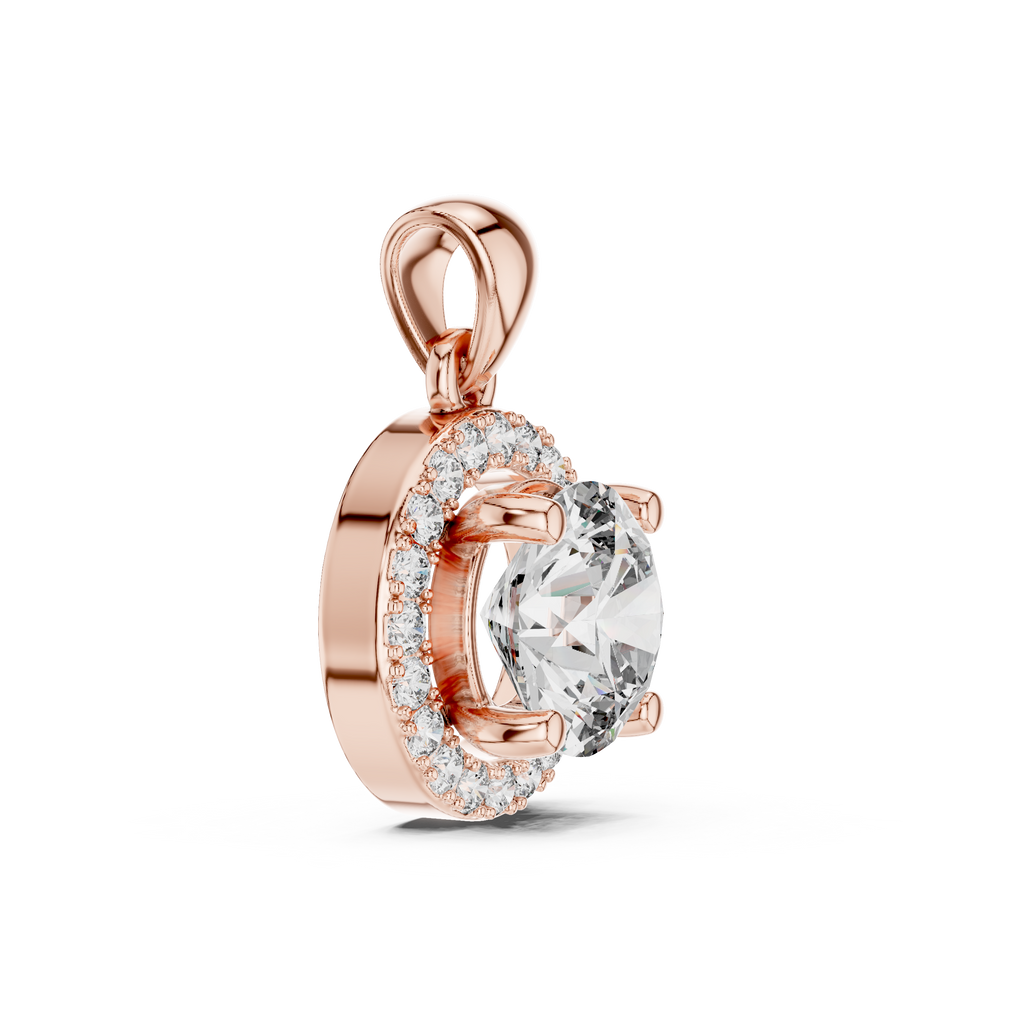 Premium Round Halo Diamond Pendant