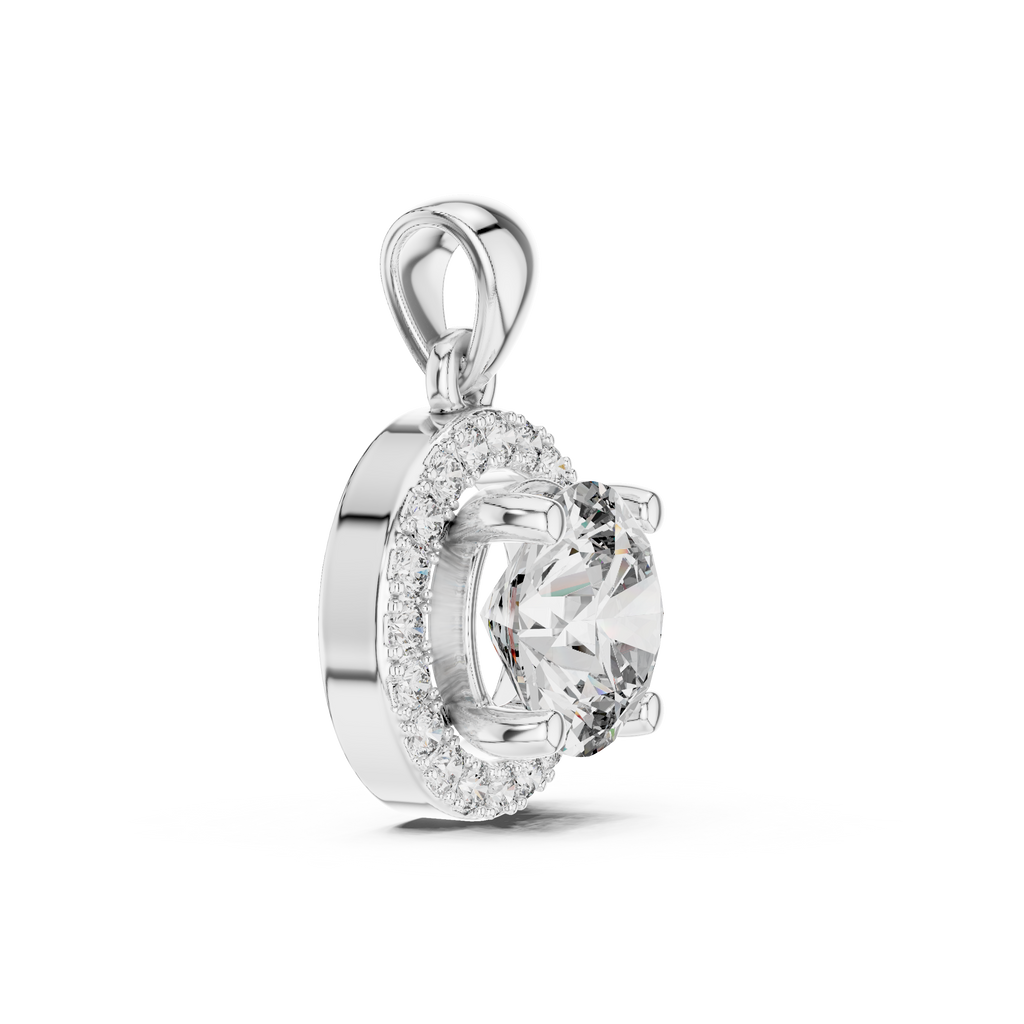 Premium Round Halo Diamond Pendant