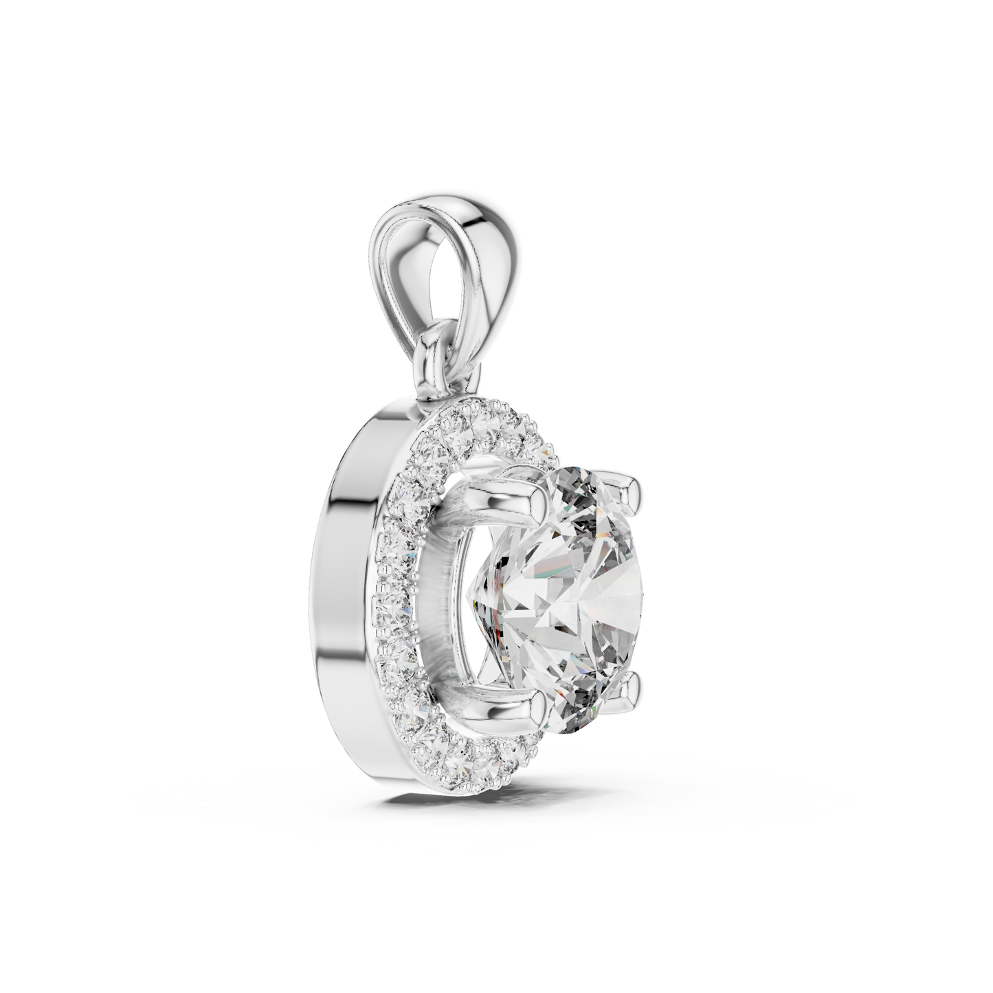 Premium Round Halo Diamond Pendant