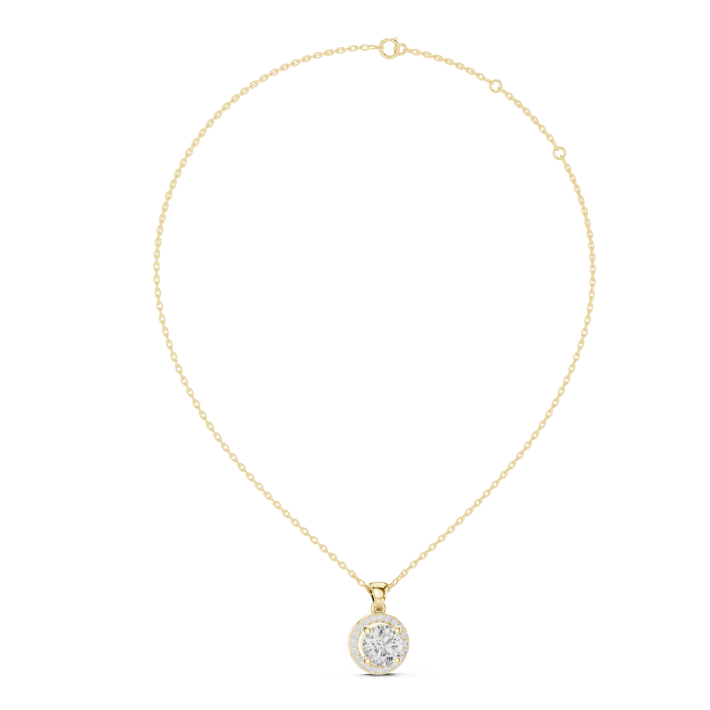Premium Round Halo Diamond Pendant