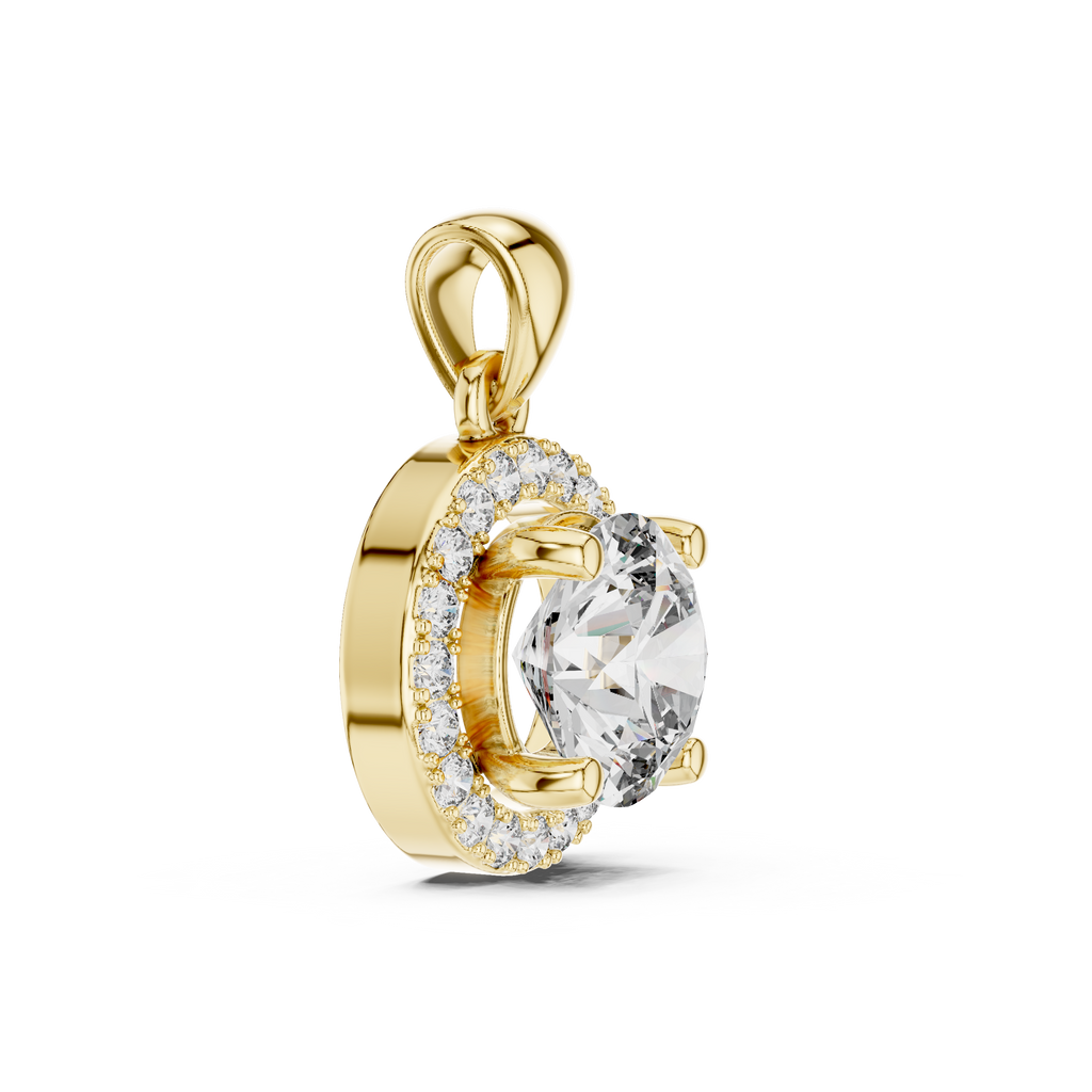 Premium Round Halo Diamond Pendant