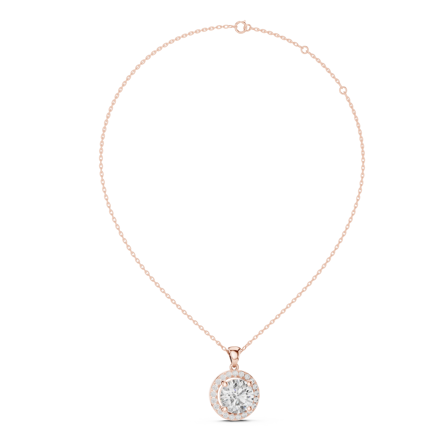 Brilliant Round Diamond Halo Pendant Necklace