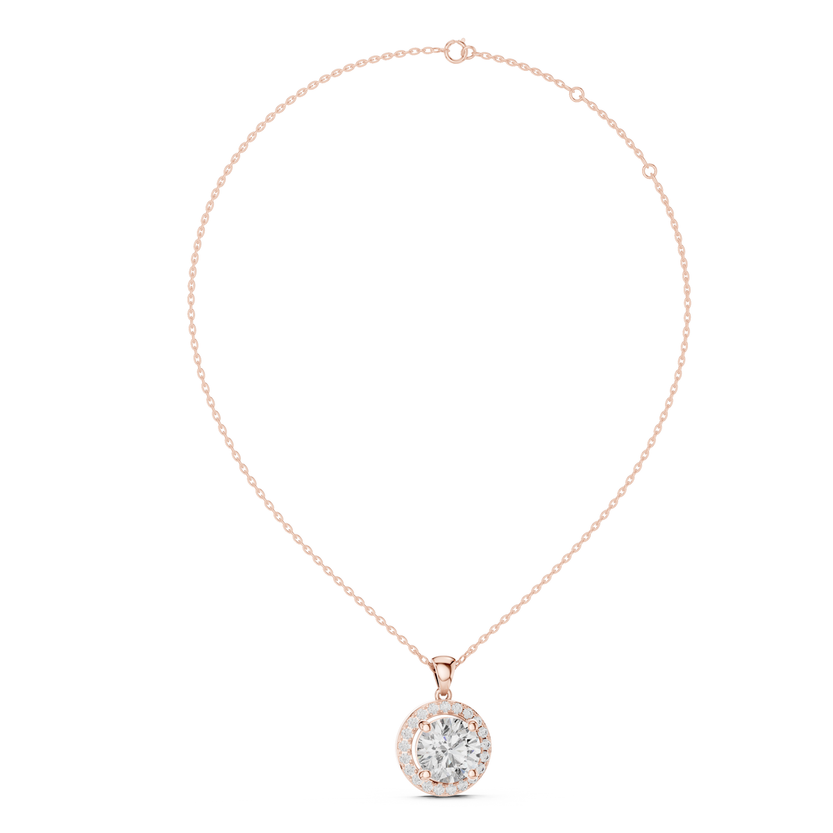 Brilliant Round Diamond Halo Pendant Necklace