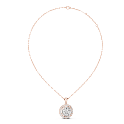 Brilliant Round Diamond Halo Pendant Necklace