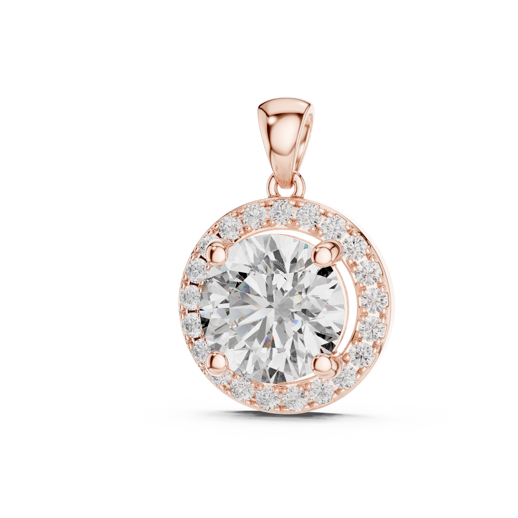 Brilliant Round Diamond Halo Pendant Necklace